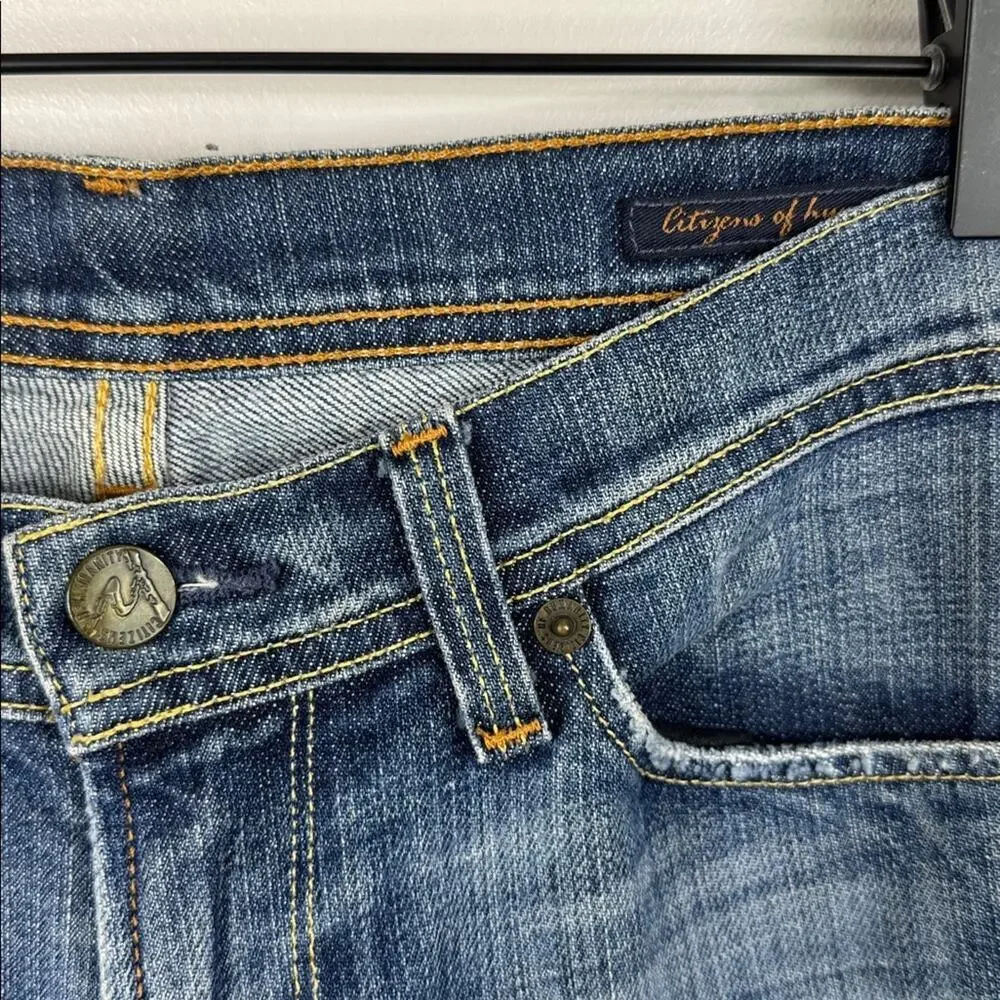 Citizens of Humanity Naomi Low Rise Flare Jeans 27 Blue Distressed Y2K Stretch